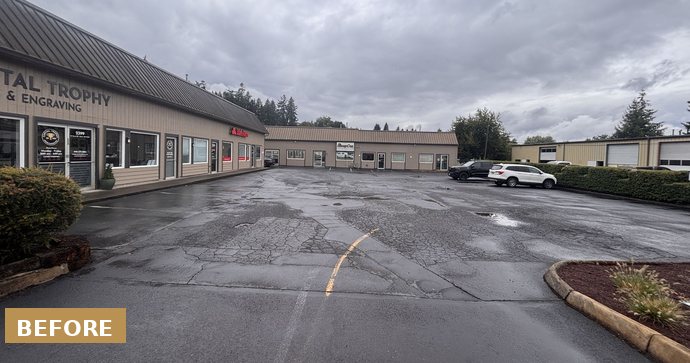 Capital Trophy parking lot before repaving