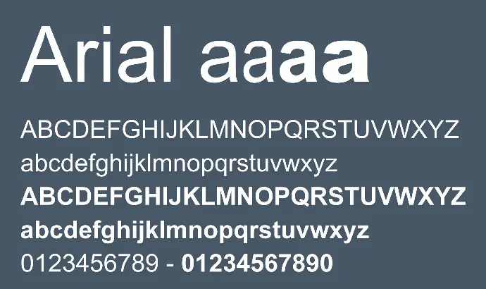 Electrical panel label font options, Arial and Arial bold