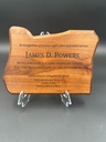 Small walnut State of Oregon plaque, laser engraved