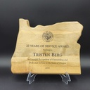 Myrtlewood State of Oregon years of service award plaque