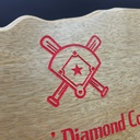 Detail of color fill engraving on myrtlewood