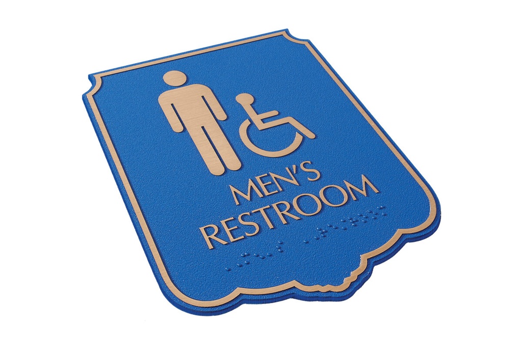 ADA restroom sign with braille