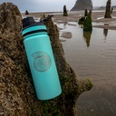 Laser engraved teal 18 oz Tempercraft Sport Bottle with shell design