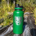 Laser engraved green 32 oz Tempercraft Sport Bottle with bear design