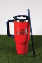 Laser engraved red 40 oz Tempercraft Tumbler with American flag