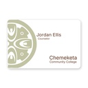 Full color 2" x 3" college name badge with watermark logo, Capital Trophy customer design