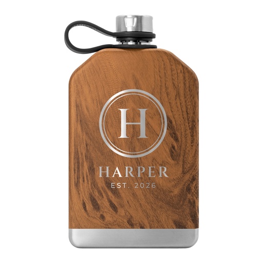 Engraved 8 oz Tempercraft Flask in Wood