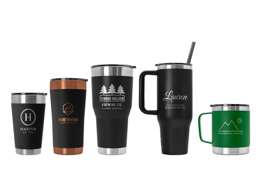 Engraved Tempercraft tumblers and camp mug