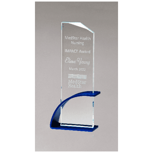 [CT-JDS#G3127] Blue Contemporary Clear Glass Award